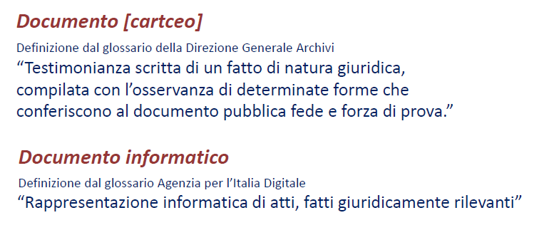 definizione di documento cartaceo e di documento informatico